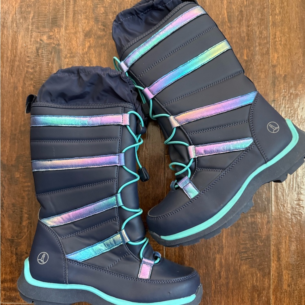 Lands' End Kids' Iridescent Striped Snow Boots
